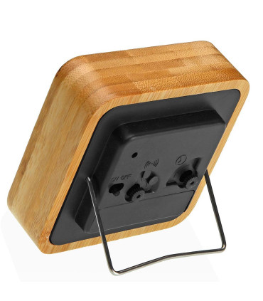 Horloge réveil de table bambou 9x9x4.5cm