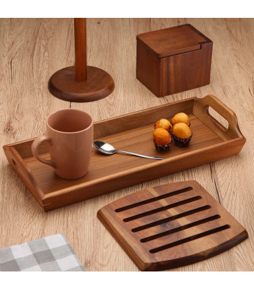 Serving tray acacia wood 42.5x18x6.5cm