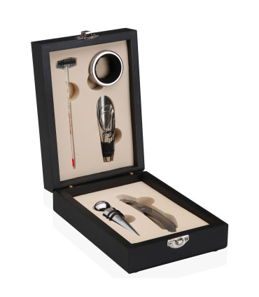 Coffret à vin 5 pièces en bois noir