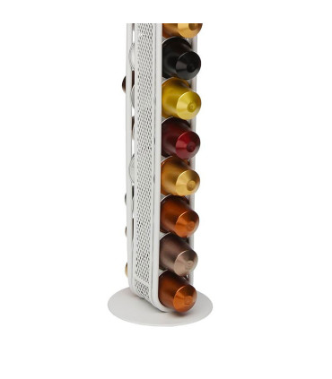 Porte capsules en métal blanc 24 capsules 7.5x7.5x33.5cm