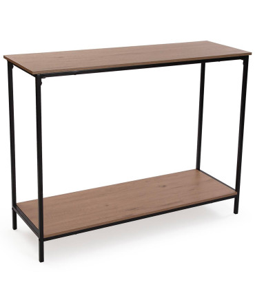 Console Table Wood MDF and black Metal 106x35x81cm
