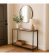Console Table Wood MDF and black Metal 106x35x81cm