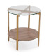 Table d'appoint ronde 2 plateaux bois et verre 55x55x55cm