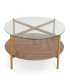 Table basse ronde 2 plateaux bois et verre 80x80x45cm