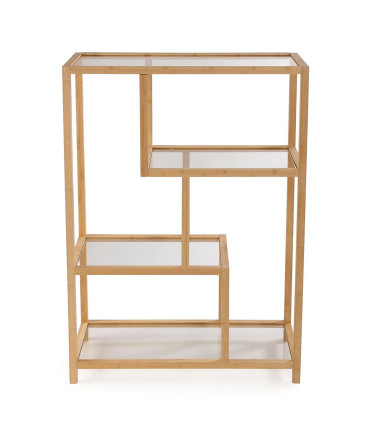 Étagère design bambou et verre 77x34x111cm