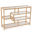 Console d'entrée bambou et plateaux en verre 114x34x79cm