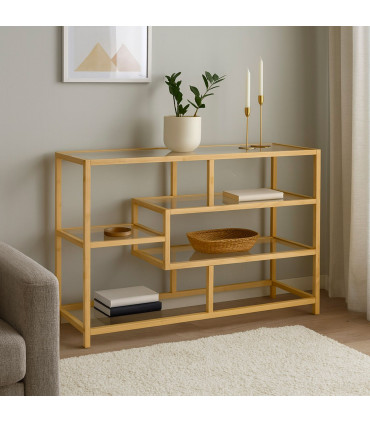 Console Table Wood MDF and black Metal 90x30x90cm