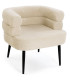 Fauteuil design tissu bouclette blanc crème et métal noir 71x57x72cm