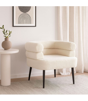 White Armchair and black metal legs 71x57x72cm