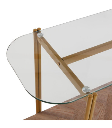 Console d'entrée 2 plateaux bois et verre 120x40x80cm