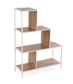 Étagère escalier métal blanc et bois 80x30x112.5cm