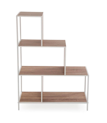 Wood and white metal shelf stairs 80x30x112.5cm