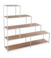 Wood and white metal shelf stairs 150x33x135cm