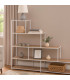 Wood and white metal shelf stairs 80x30x112.5cm