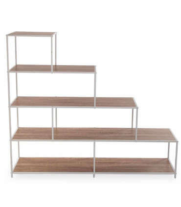 Wood and white metal shelf stairs 80x30x112.5cm