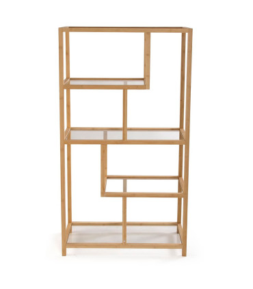 Étagère design bambou et verre 77x34x145.5cm