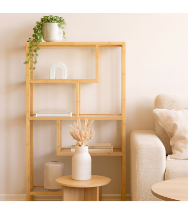 Étagère design bambou et verre 77x34x145.5cm