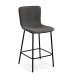 Tabouret de bar métal noir et assise tissu gris foncé 51x44.5x93.5cm