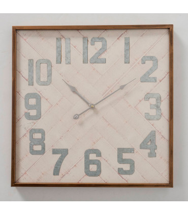 Horloge murale carrée en métal blanc 50x50x3.5cm
