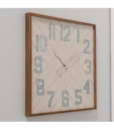 Horloge murale carrée en métal blanc 50x50x3.5cm