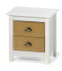 Table de chevet bois et blanc 2 tiroirs 46x35x49.5cm