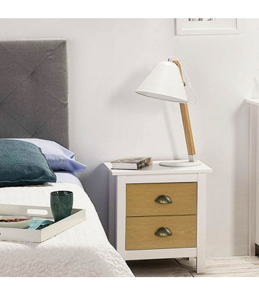 Nightstand MDF white 2 drawers 40x40x50cm