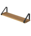 Wall Shelf Black Metal and Wood 78x16x15cm