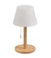 Lampe à poser bambou LED à tirette sans fil 15x15x28cm