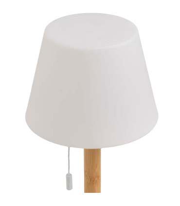 Lampe à poser bambou LED à tirette sans fil 15x15x28cm