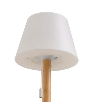 Lampe à poser bambou LED à tirette sans fil 15x15x28cm