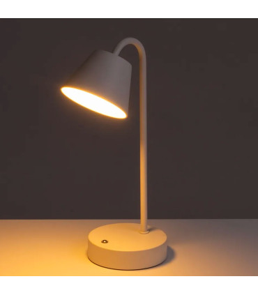 Lampe de bureau métal blanc LED sans fil 11x16x32cm