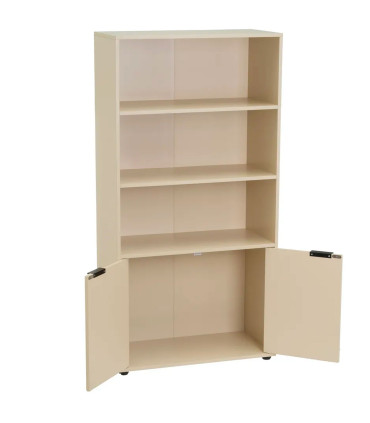 Étagère bibliothèque avec placard bois beige 59x29x119cm