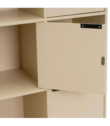 Étagère basse en bois beige 9 casiers 5 portes 89x29x90cm