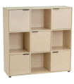 Étagère basse en bois beige 9 casiers 5 portes 89x29x90cm