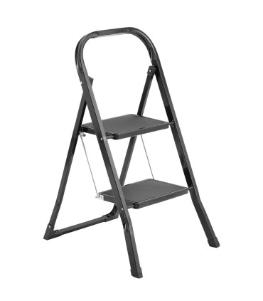Escabeau pliable 2 marches en métal noir 46x55x82cm