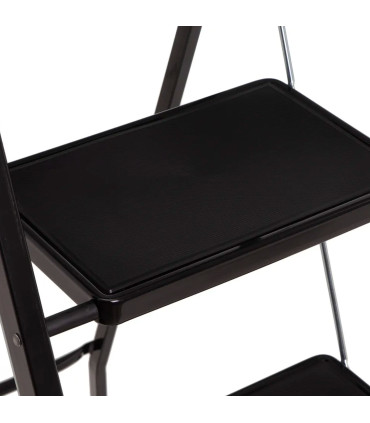 Escabeau pliable 2 marches en métal noir 46x55x82cm