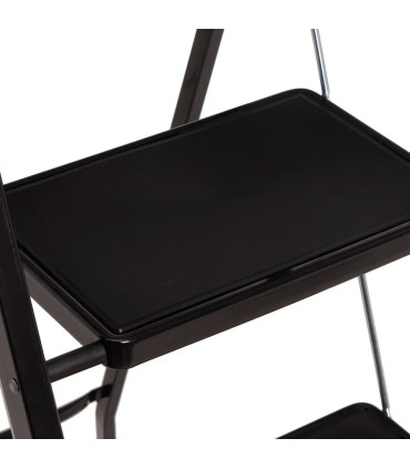 Escabeau pliable 3 marches en métal noir 46x71x105cm