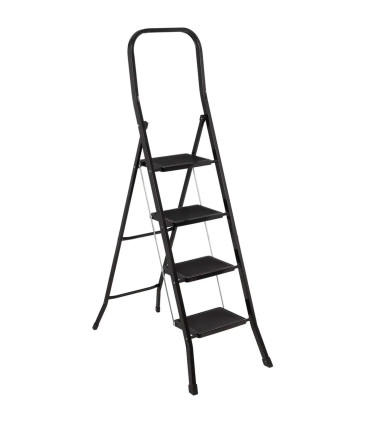 Escabeau pliable 4 marches en métal noir 46x86x156cm