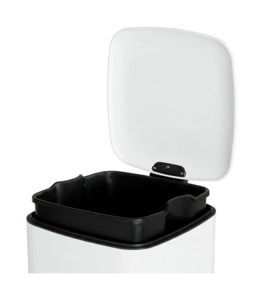 Poubelle de cuisine métal blanc 30L 37x27x65cm