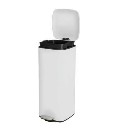 Poubelle de cuisine métal blanc 30L 37x27x65cm