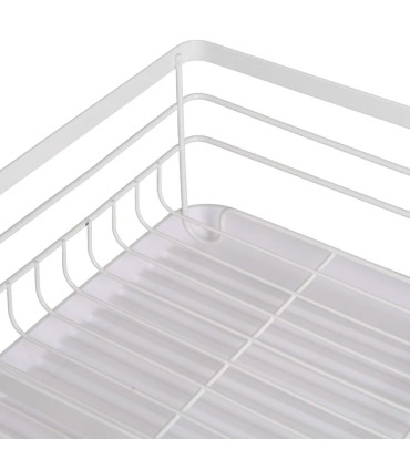 Égouttoir à vaisselle métal blanc avec plateau plastique 42x31x14cm