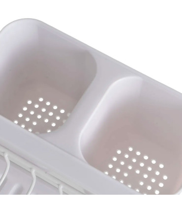 Égouttoir à vaisselle métal blanc avec plateau plastique 42x31x14cm