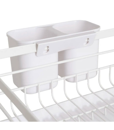 Égouttoir à vaisselle métal blanc avec plateau plastique 42x31x14cm