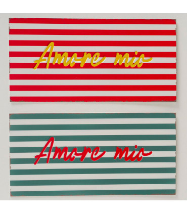 Set de 2 plaques métal Amore Mio 40x20x0.5cm