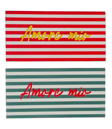 Set de 2 plaques métal Amore Mio 40x20x0.5cm
