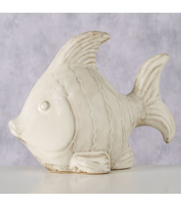 Decoratif fish beige ceramic 24x10x18cm