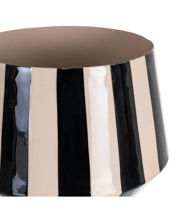 Vase design metal noir et blanc 18.5x18.5x19cm