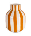 Design vase yellow and white metal 15x15x25cm