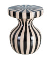 Round side table black and white stripes 38x38x47cm