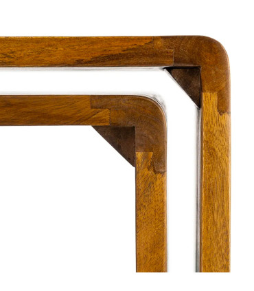 Set de 2 tables basses rectangulaires en bois de manguier 100x50x35cm
